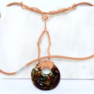 Aurora Chip Glass Round Pendant