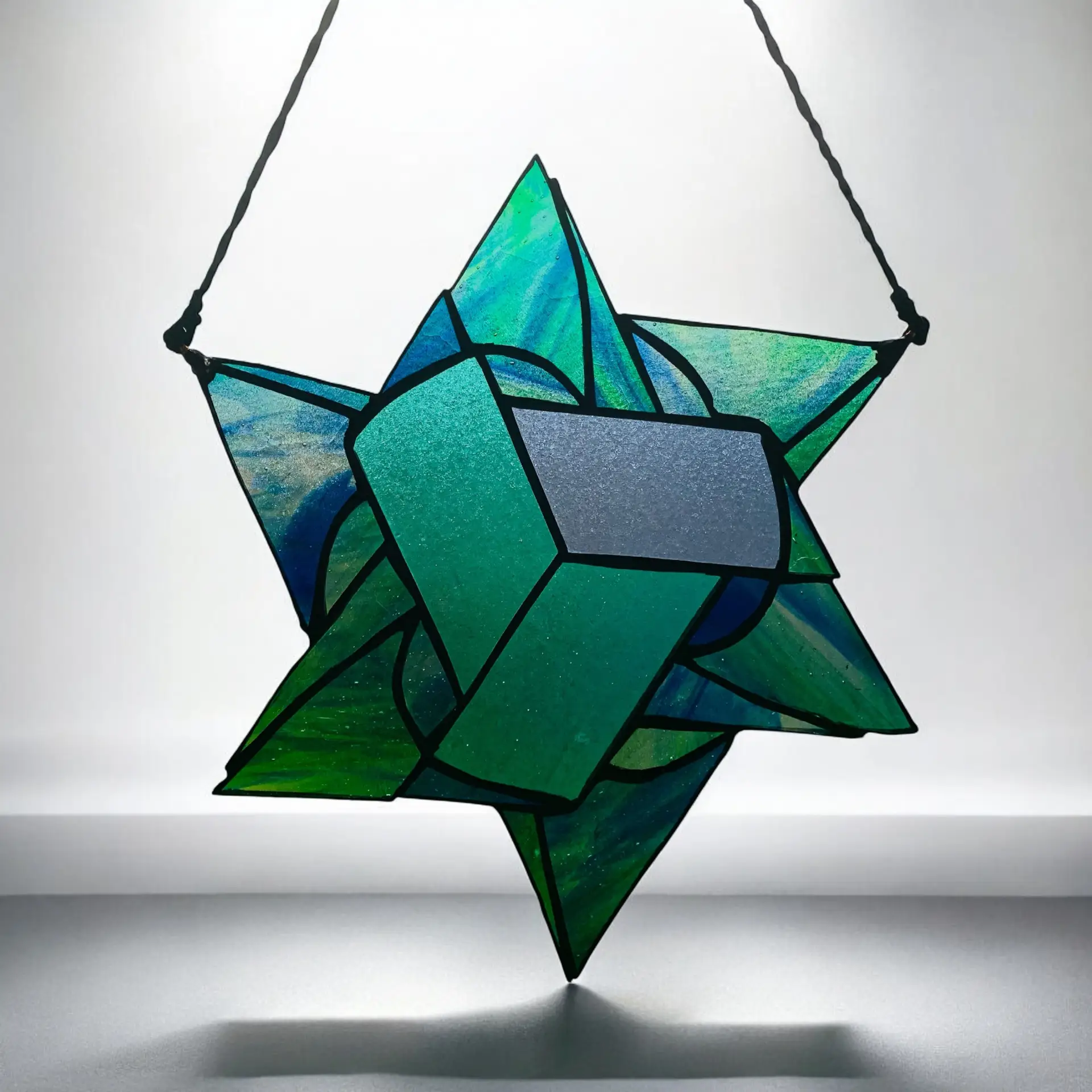 Handmade Stained Glass Star Panel