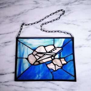 Aeroplane in the Sky Design Stained Glass Panel