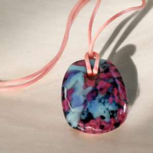Petal Drift – Handmade Glass Pendant on Satin Cord