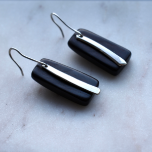 Noir grain African Blackwood earrings with silver