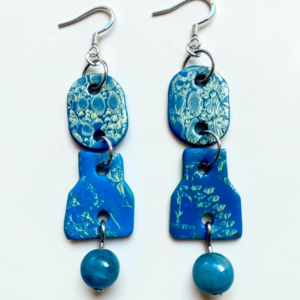 Handmade Polymer Clay & Blue Apatite Gemstone Earrings